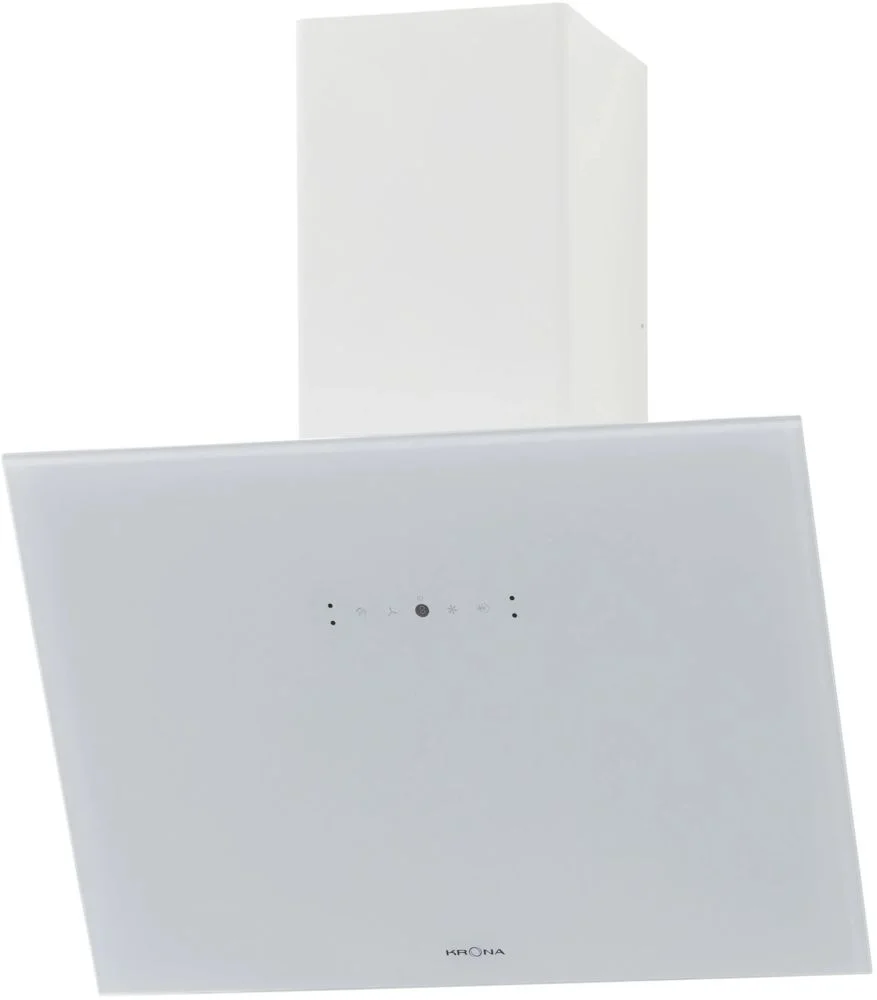 Вытяжка наклонная KRONA BELINDA 600 white SGC (850 м³/ч / 62 Вт / LED освещение 2x1 Вт / ширина - 59.6 см / белое стекло)-0