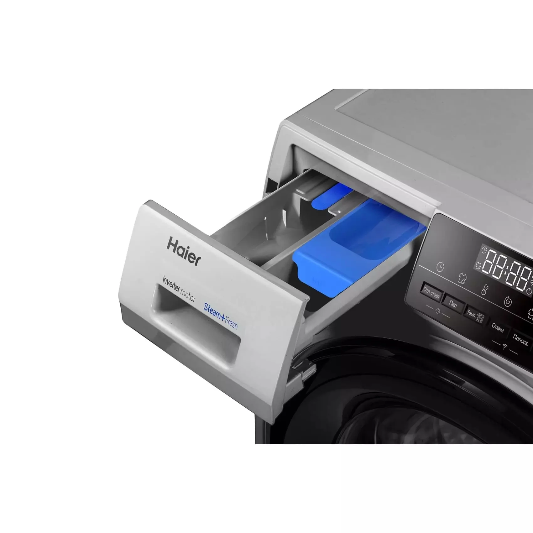 Стиральная машина Haier HW60-BP12929ASE (46см / 6кг / 1200об / пар / Smart Dual Spray / Wi-Fi (Evo) / Invertor / A+++ / Серебро)-6