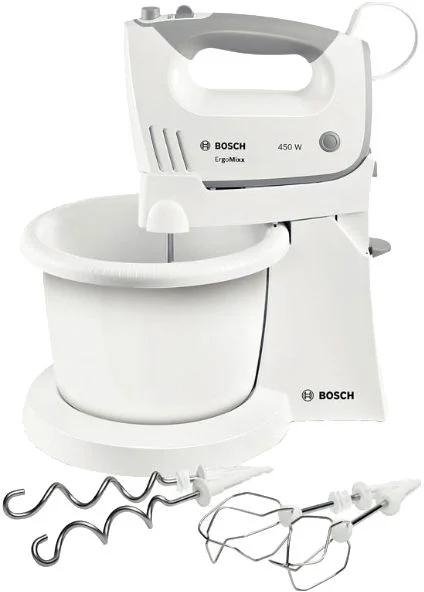 Миксер стационарный Bosch MFQ36460 (450 Вт/ скоростей 5/ корпус пластик/ насадок 4/ турборежим/ белый)-0