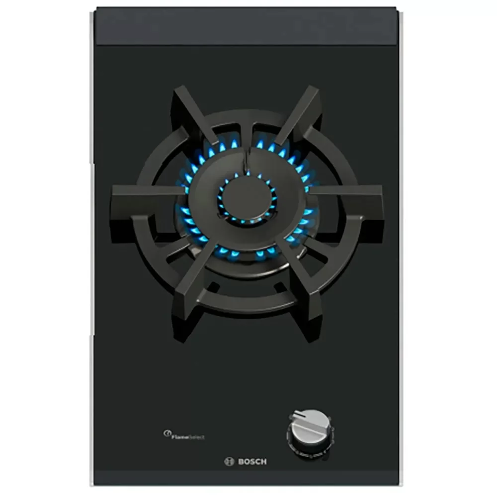 Поверхность газовая Bosch PRA3A6I10 (Serie8 / Domino / черный / 1 конфорка (6,0 кВт) / стеклокерамика / чугун / FlameSelect)-0