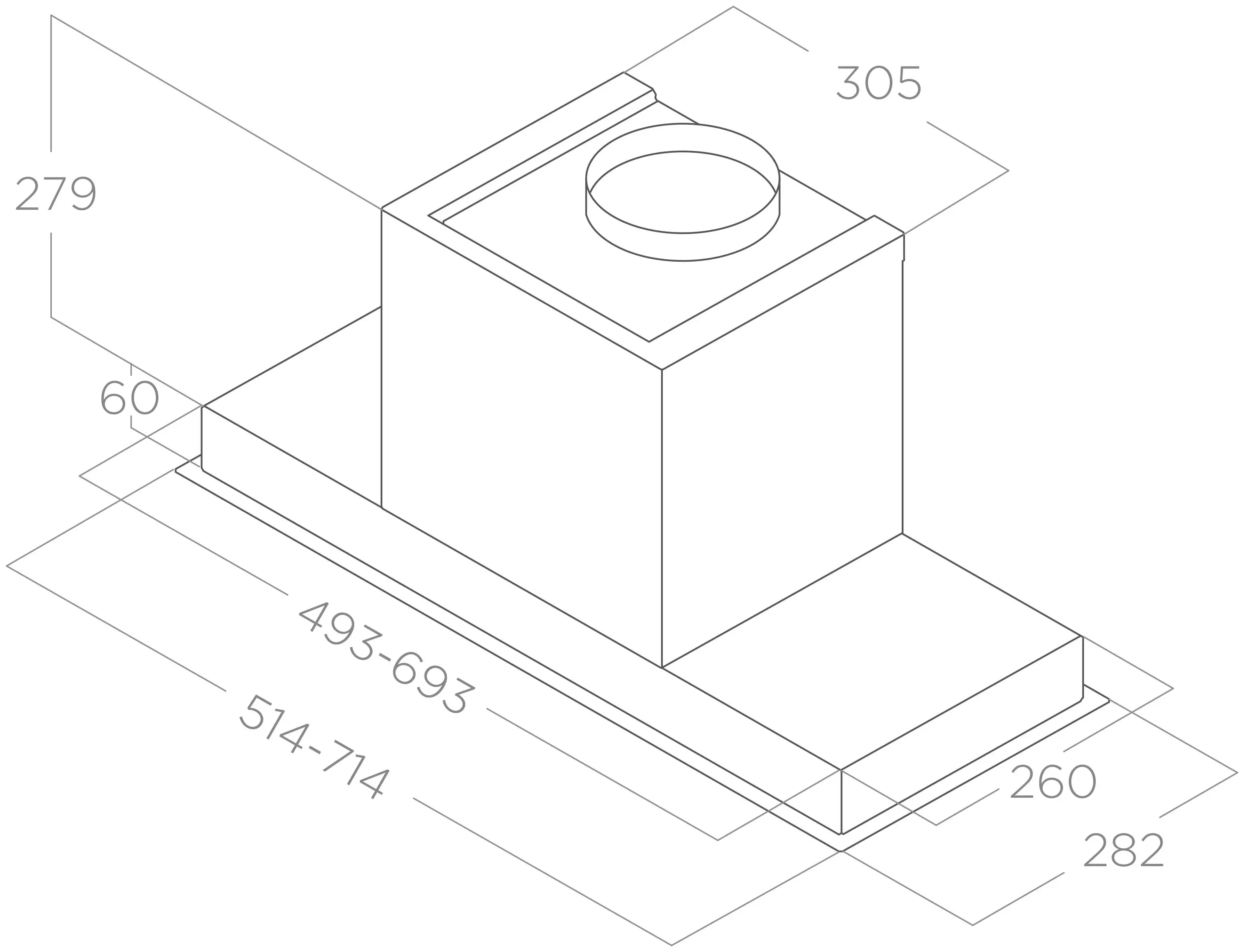 Вытяжка полновстраиваемая Elica Hidden 2.0 @ IX/A/60 (1300 м³/ч / 280 Вт / LED освещение 1x7 Вт / ширина - 52.4 см / ElicaConnect (Wi-Fi) / нерж.)-7