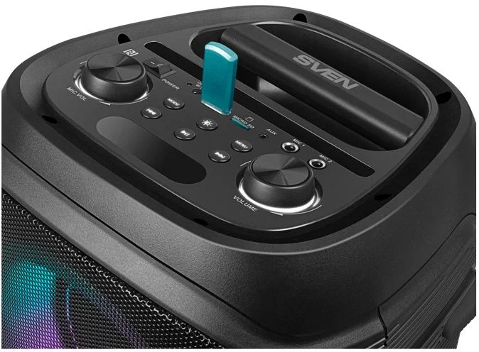 Беспроводная портативная колонка SVEN PS-800 / 100W / TWS / microSD / USB / FM / Bluetooth /  Батарея 2*4400mAh / LED подсветка / дисплей / караоке /-8