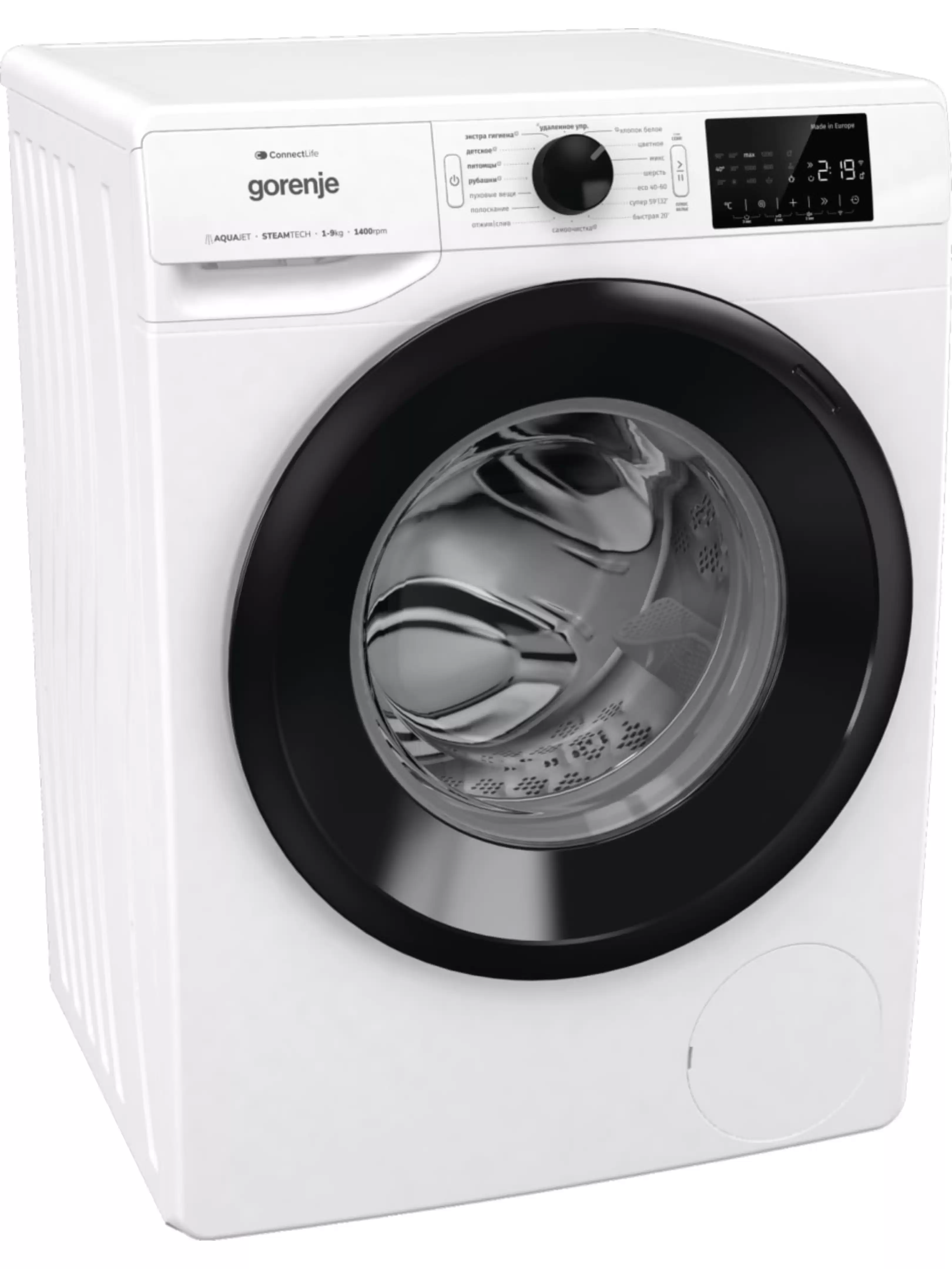 Стиральная машина Gorenje WPNEI94A1SWIFI/C (Essential / 54,5см / 9кг / 1400об / пар / StopAddGo / SterilTub / Inverter PowerDrive / Wi-Fi / А+++)-1