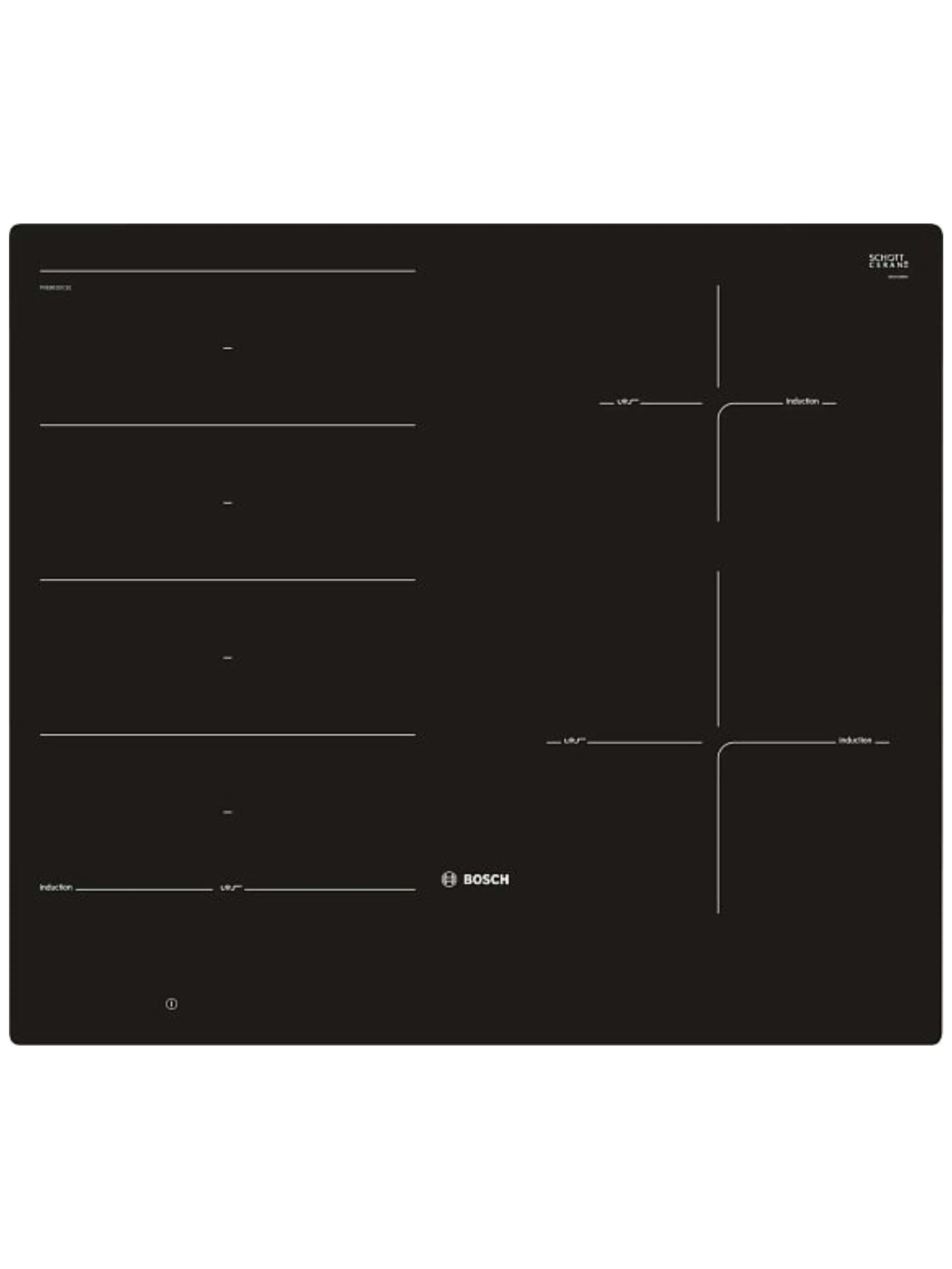 Поверхность индукционная Bosch PXE601DC1E (Serie8/ Чёрная стеклокерамика/ 4 конфорки/QuickStart/PowerBoost/ReStart/PerfectFry Plus/ Таймер / 7,4 кВт)-1