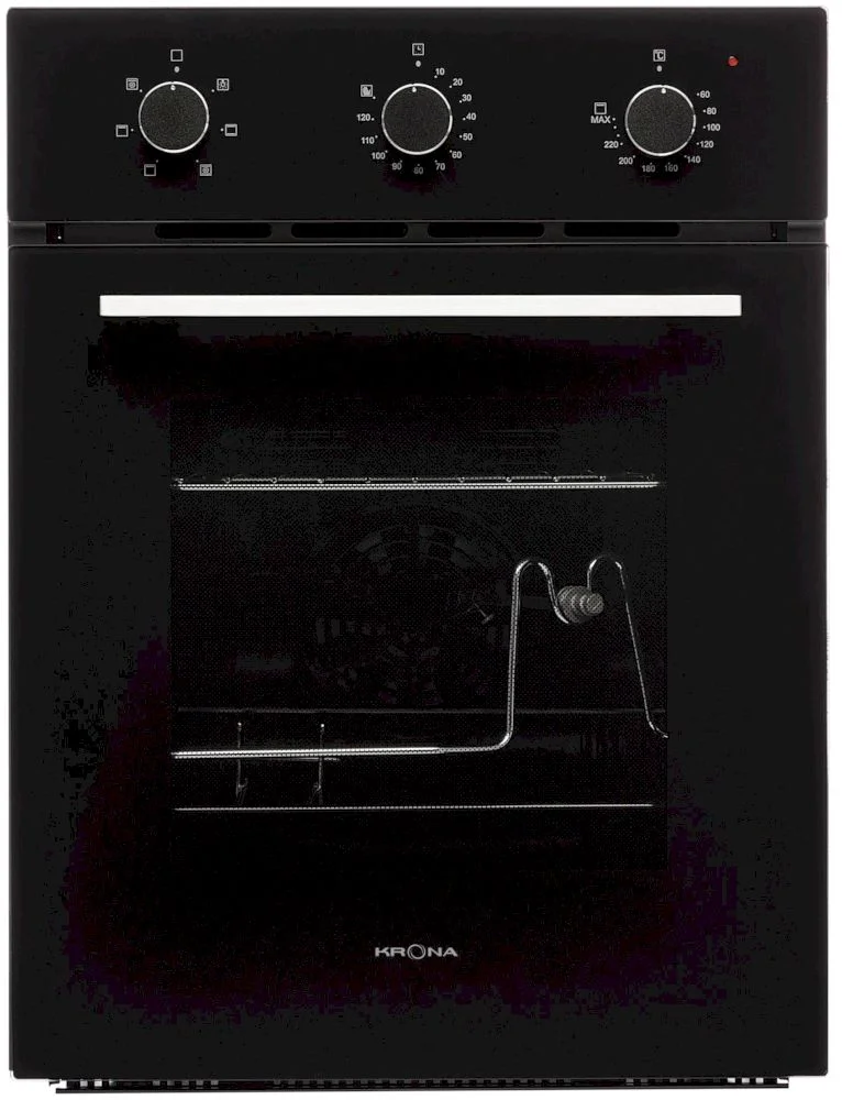 Духовой шкаф KRONA CORRENTE 45 BL (Узкий, 45 см / 47,5 л / до 260 °C / Чёрное стекло / Съемные направляющие / Вертел / Гриль / А)-0