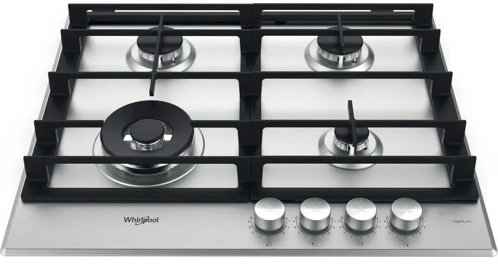Поверхность газовая Whirlpool AKWL 628 IXL (Нерж. сталь / 4 конфорки / Чугунные решетки / iXelium / Электроподжиг / Газ контроль)-0