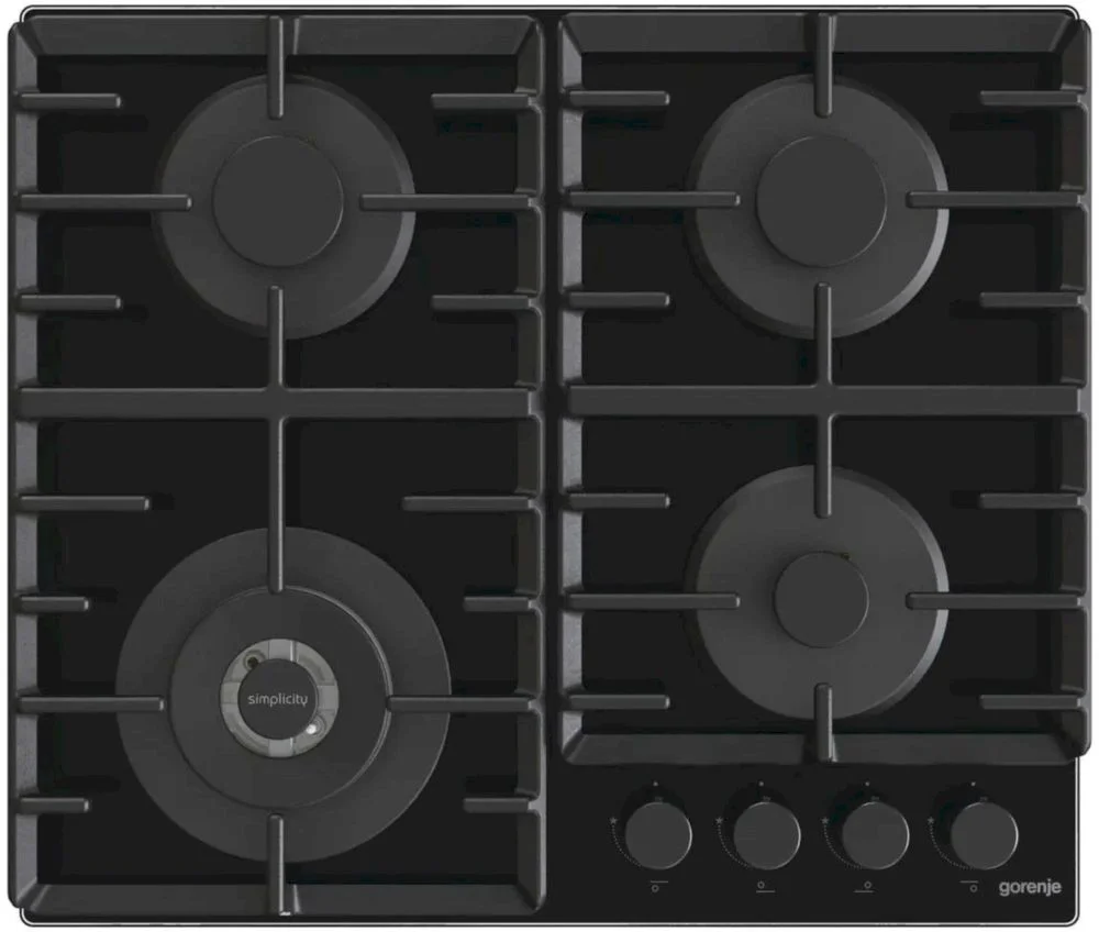 DSP Поверхность газовая Gorenje GTW642SYB (Simplicity 2.1 / черный / закаленное стекло / чугун / WOK)-1