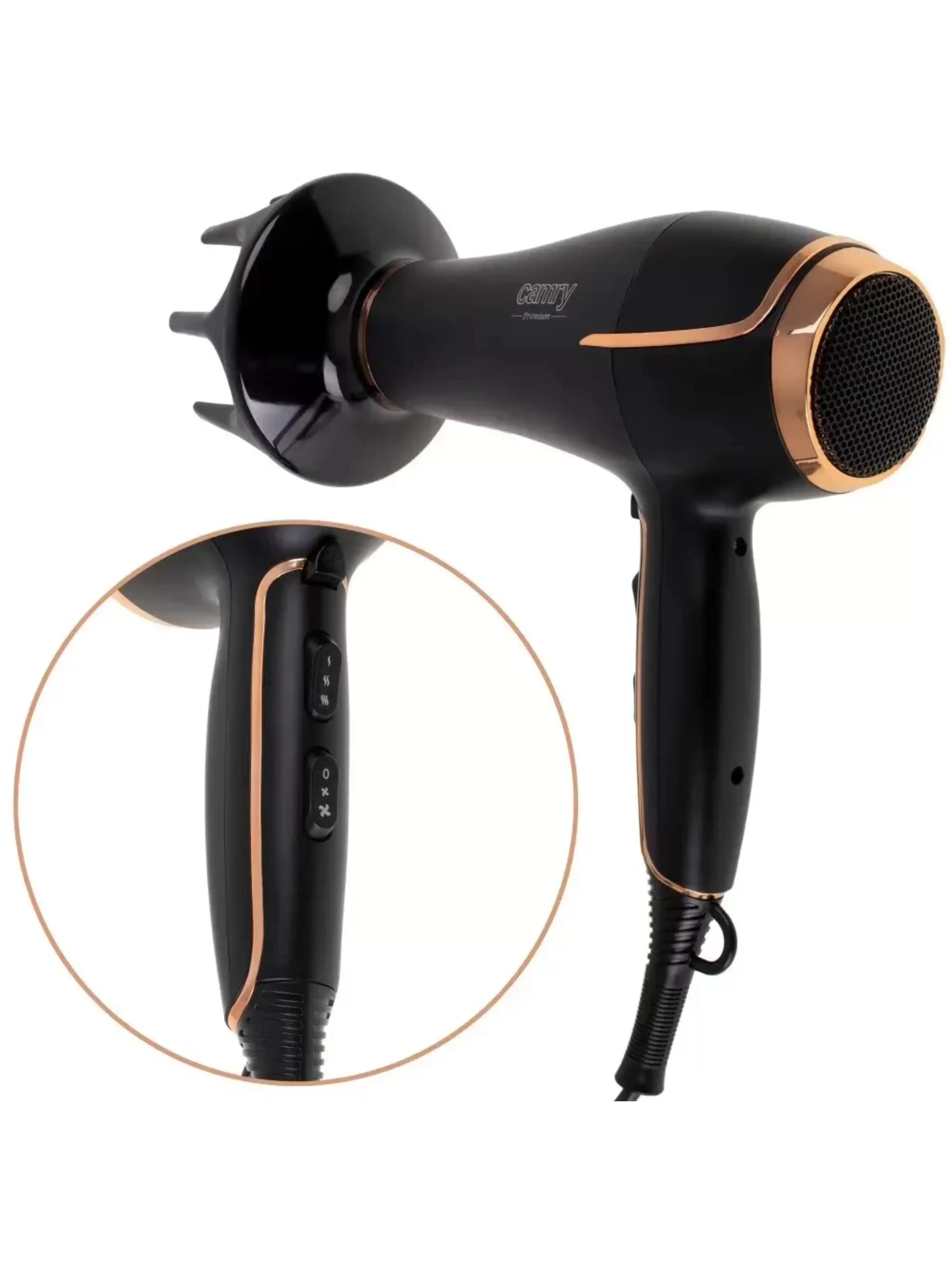 Фен Camry CR 2255 (полноразмерный / 2200 Вт / 3 режима / холодный воздух/ шнур - 1,7 м/ диффузор)-4