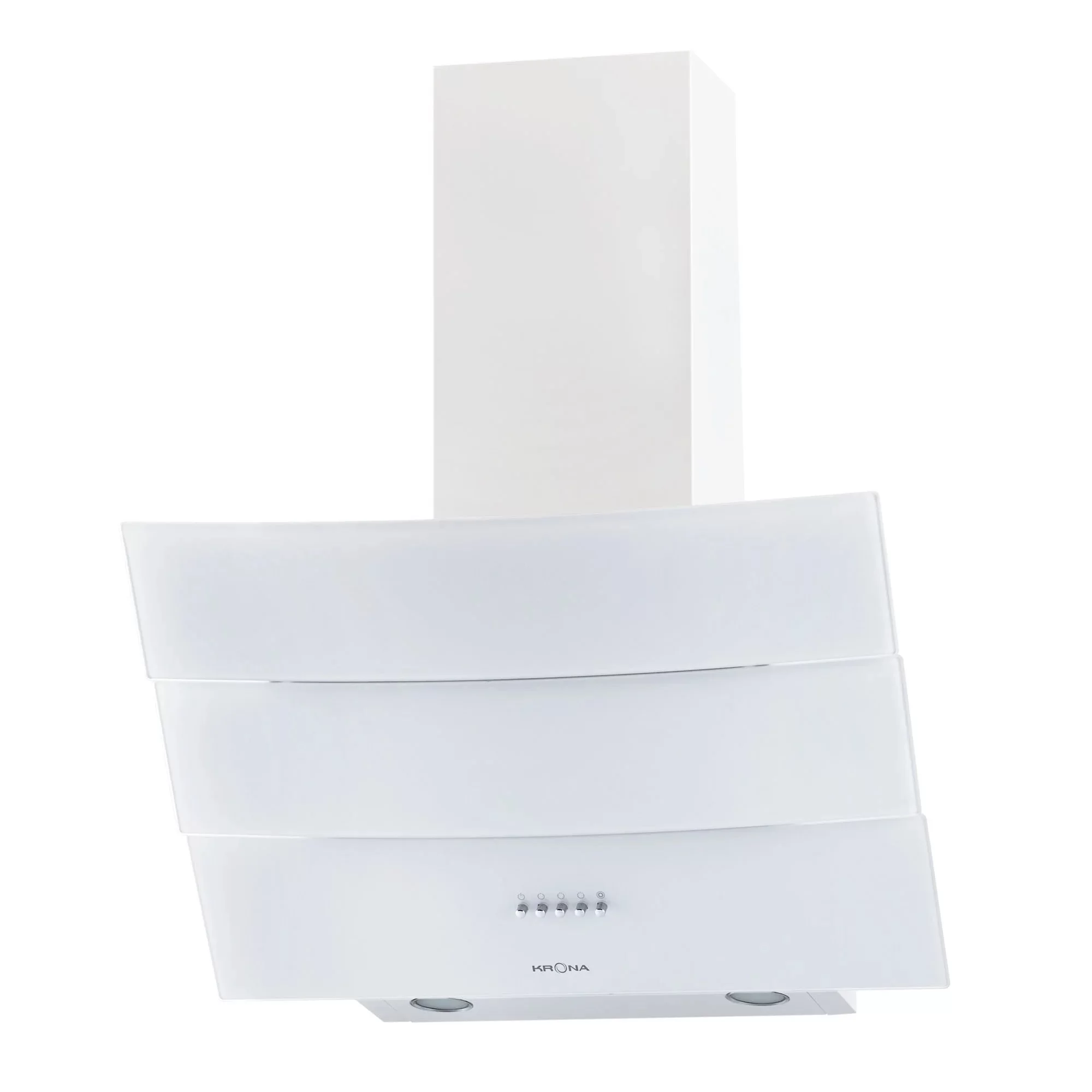Вытяжка наклонная KRONA INGA 600 white PB (863 м³/ч / 125 Вт / LED освещение 2x3 Вт / ширина - 59.6 см / белое стекло)-0