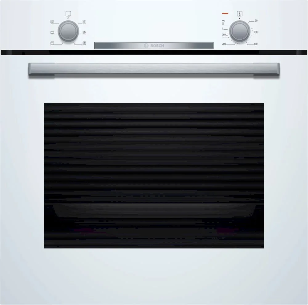 Духовой шкаф Bosch HBA530BW0S (Serie2 / 71 л / до 275 °C / Белое стекло / Гриль / съемные направляющие / EcoClean (задняя стенка) / A)-0
