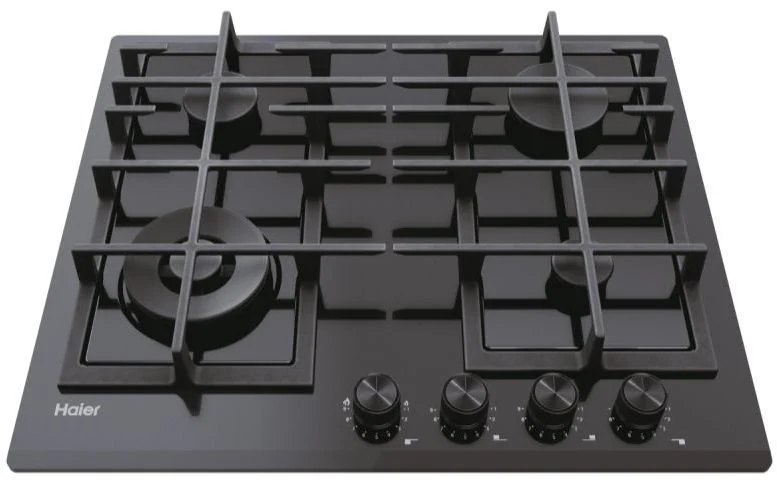 Поверхность газовая Haier HAVG6BF4HB/1 (Gas On Glass Series 4 / черный / закаленное стекло / чугун. решетки / 4 конфорки / газконтроль / Preci Flame)-0