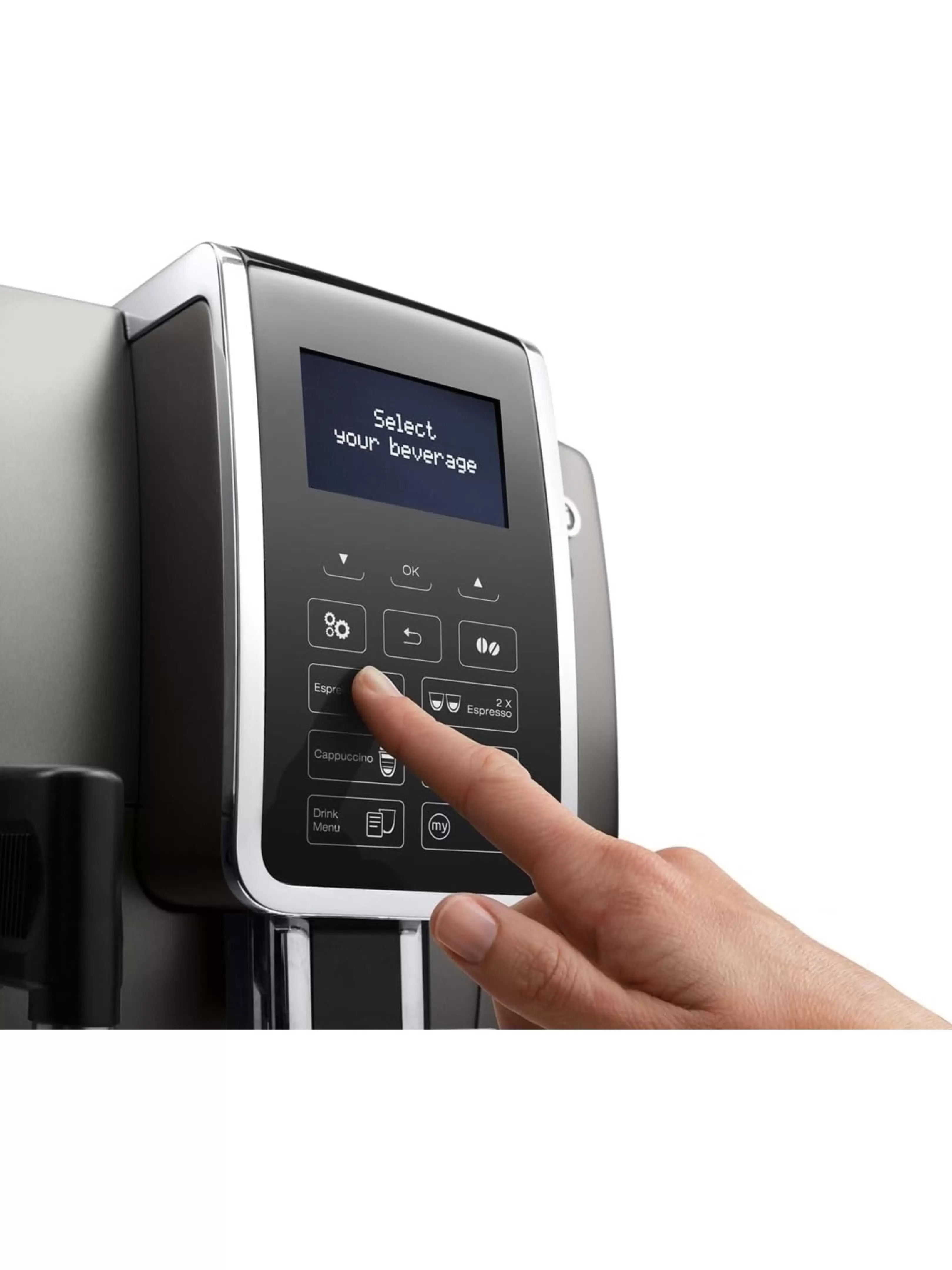 Кофемашина DeLonghi Dinamica Aroma Bar ECAM359.57.TB (кофе зерновой, молотый/ 1450 Вт/ 1.8 л/ автоматический капучинатор/ 3 напитка)-2