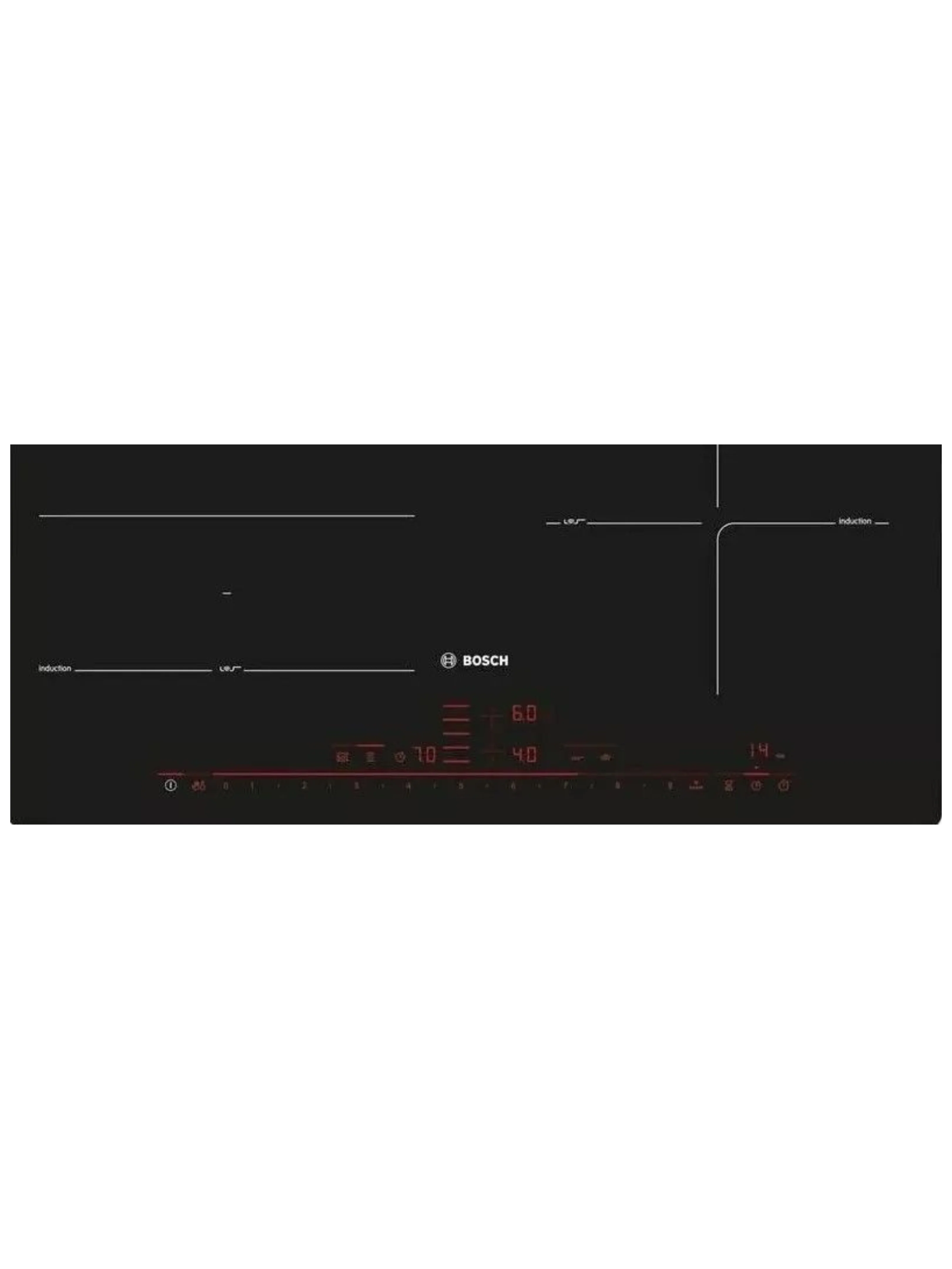 Поверхность индукционная Bosch PXE601DC1E (Serie8/ Чёрная стеклокерамика/ 4 конфорки/QuickStart/PowerBoost/ReStart/PerfectFry Plus/ Таймер / 7,4 кВт)-3