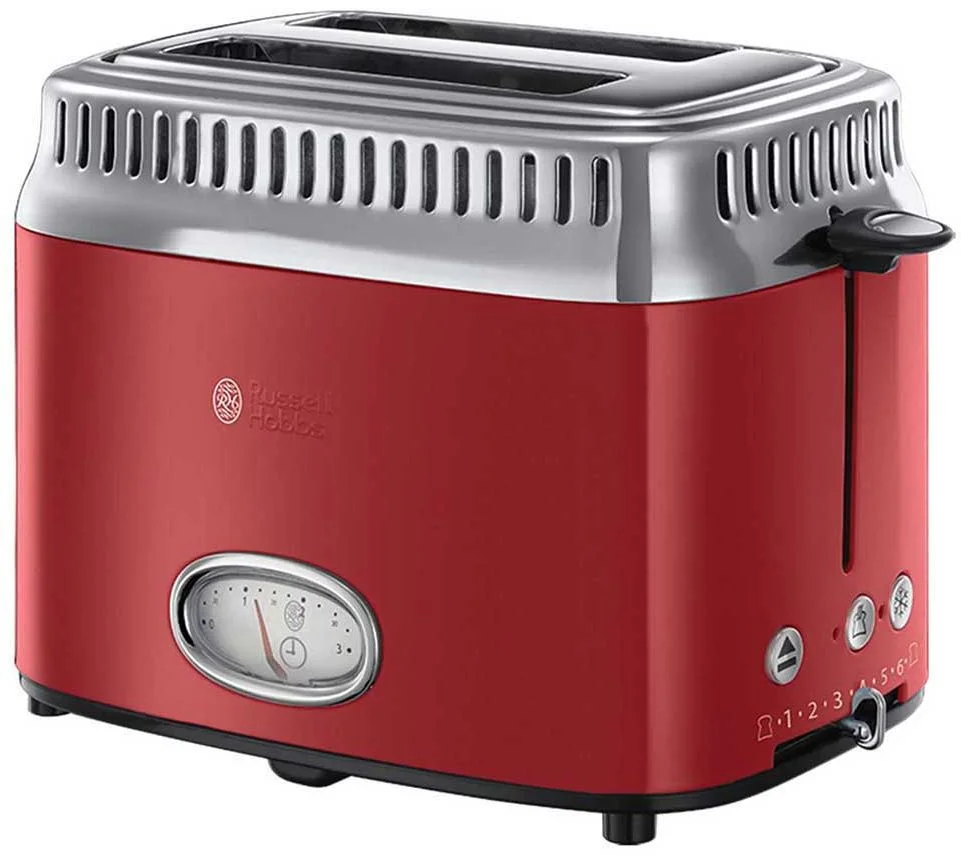 Тостер Russel Hobbs 21680-56 (1300 Вт/ тостов - 2/ подогрев, размораживание, решетка для подогрева булочек, поддон для крошек/ красный)-0