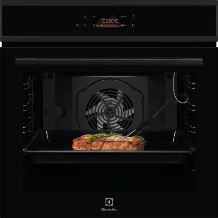 Духовой шкаф Electrolux EOE8P39H (MealAssist 700 / 72 л / до 300°C / Чёрное стекло / Пиролиз / телескопич. напр.(x1) / Термощуп / SoftClose)-0