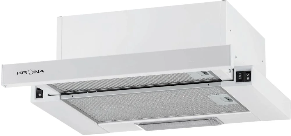 Вытяжка телескопическая KRONA KAMILLA 450 WHITE (507 м³/ч / 110 Вт / галогенная лампа 1x28 Вт / ширина - 45 см / белый / металл)-0