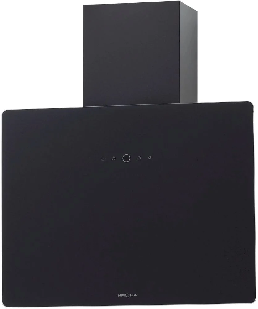 Вытяжка наклонная KRONA AURA 600 black S (1100 м³/ч / 80 Вт / LED освещение 2x2 Вт / ширина - 53.8 см / чёрный / металл+стекло)-0