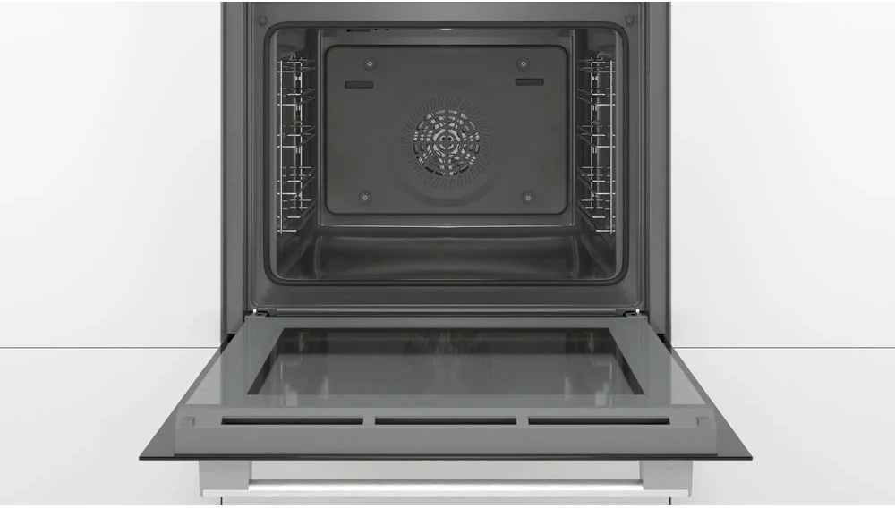 Духовой шкаф Bosch HBA534BW0 (Serie4 / 71 л / до 275 °C / Белое стекло / Гриль / съемные направляющие / EcoClean (задняя стенка) / A)-1