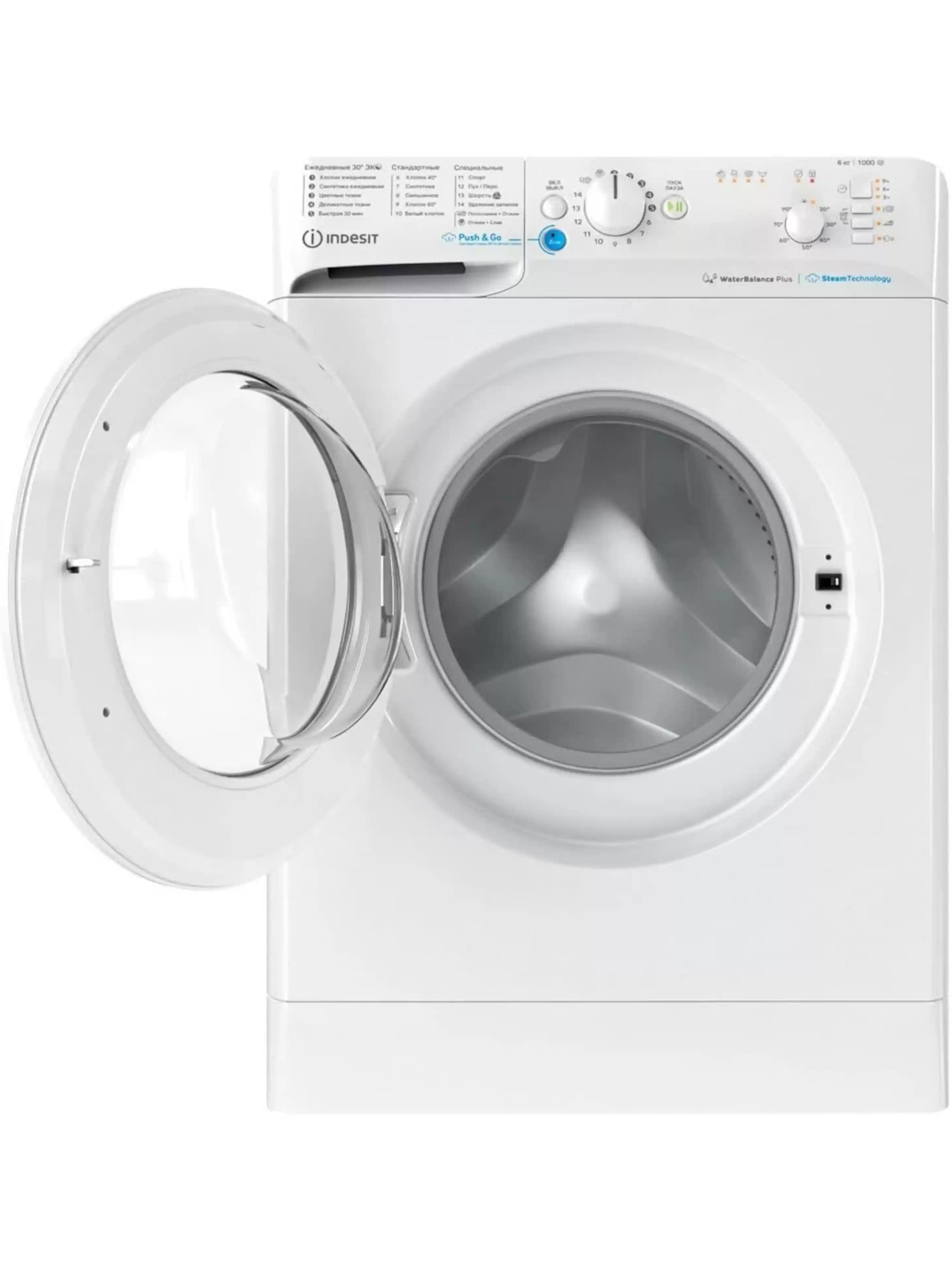 Стиральная машина Indesit BWSB 61051 WWV RU (42.5см / 6кг / 1000об / пар / Push&Go Steam / Water Balance Plus)-2