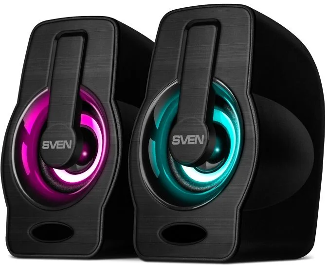Колонки 2.0 SVEN 255 / 6W / Питание - USB / RGB подсветка / Чёрный / корпус - пластик-0