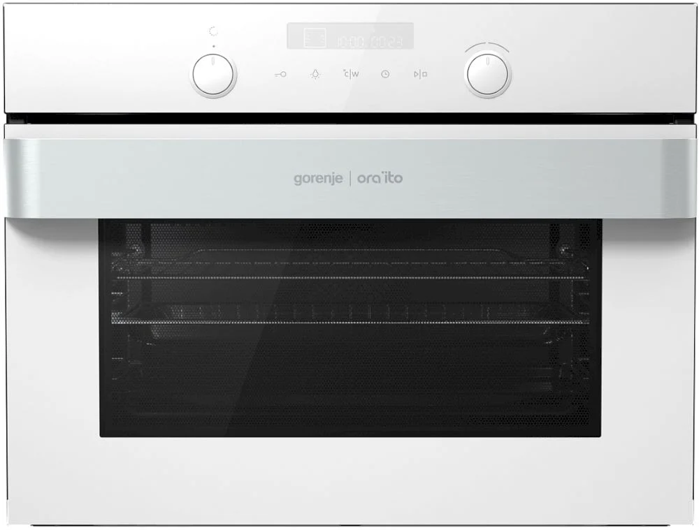 Духовой шкаф компактный с микроволнами Gorenje BCM547ORAW (Ora-Ito / белый / AquaClean / дисплей IconLED+ / FastPreheat / HomeMADE / Cool Door)-0