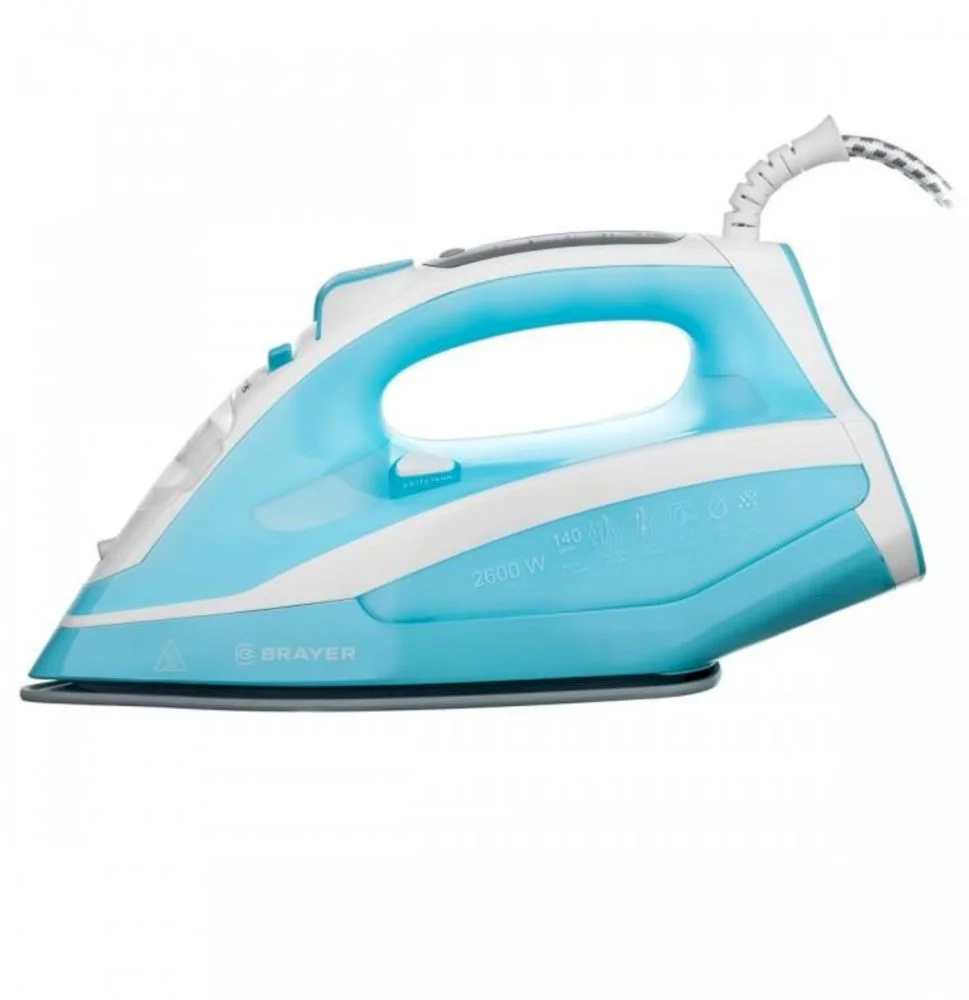 Утюг Brayer BR4000 белый/голубой (2600 Вт/ подошва - керамика / паровой удар - 140 г/мин/ 1,9 м/ автоотключение)-1