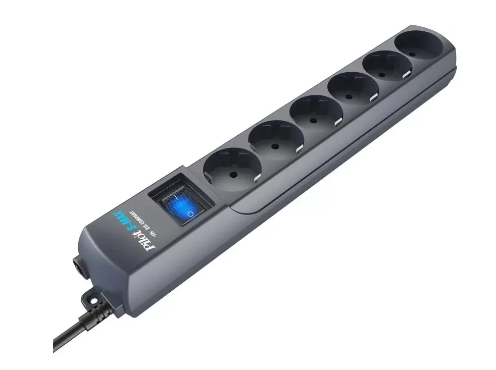 Сетевой фильтр Pilot S-MAX 3м (6 розеток) серый-0