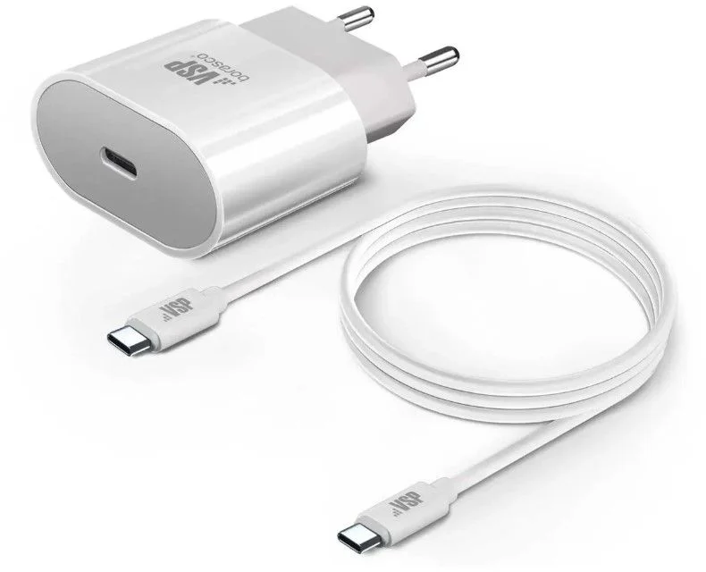 Сетевое зарядное устройство Borasco Power Delivery, (Type-C/20W + кабель Type-C, 1м), Белое-1