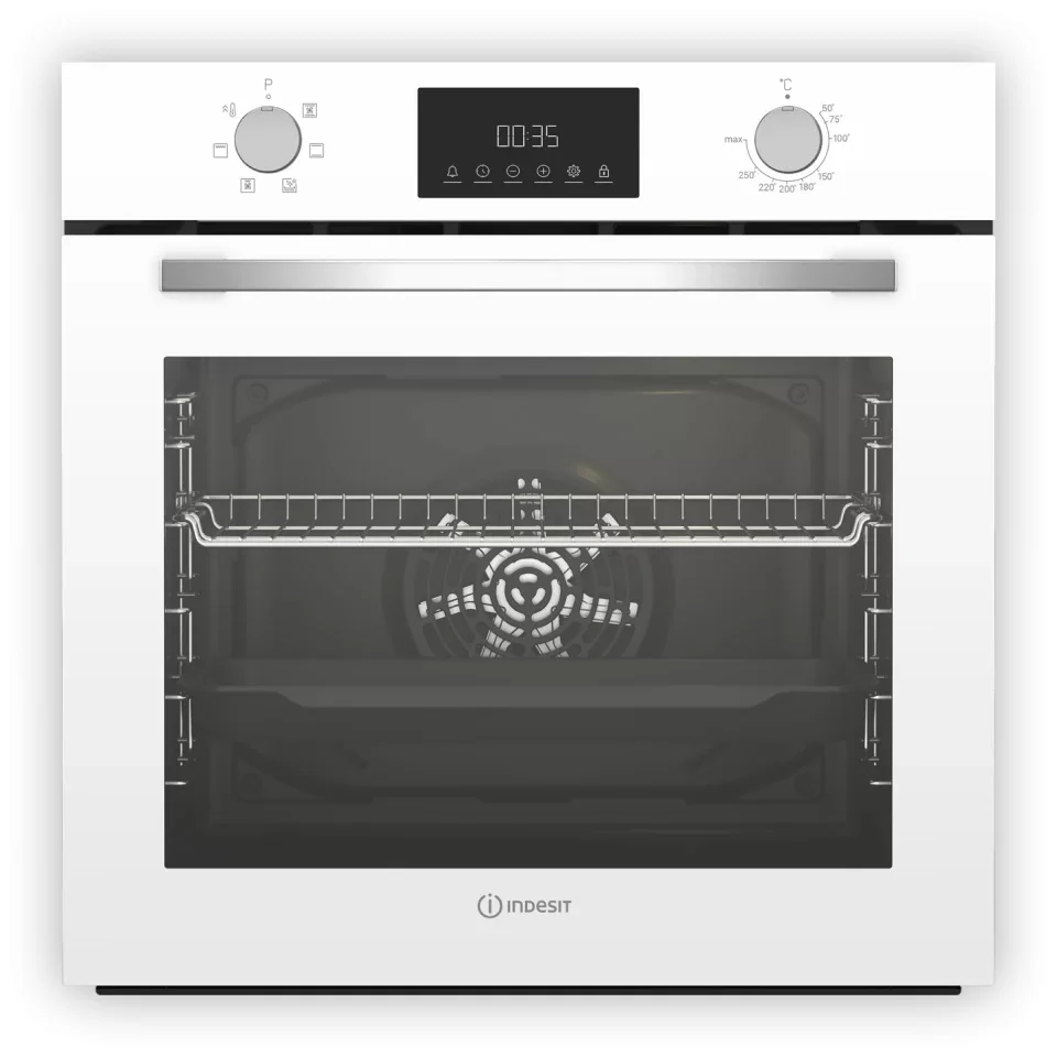 Духовой шкаф Indesit IFE 3644 J WH (72 л / до 280 °C / Белый / Паровая очистка / Гриль / Съемные направляющие / А)-0