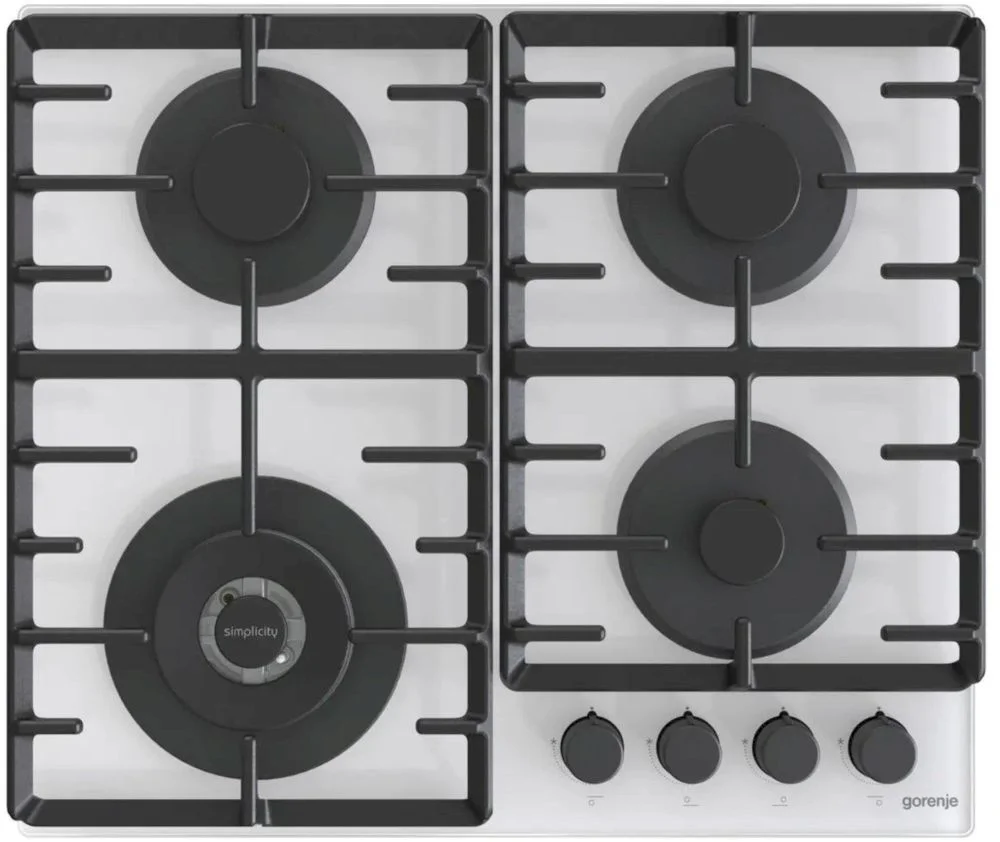 Поверхность газовая Gorenje GTW642SYW (Simplicity 2.1 / белый / закаленное стекло / чугун / WOK)-1