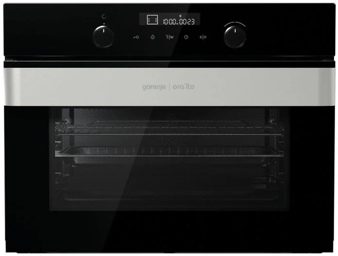 Духовой шкаф компактный с микроволнами Gorenje BCM547ORAB (Ora-Ito / черный / AquaClean / дисплей IconLED+ / FastPreheat / HomeMADE / Cool Door)-0