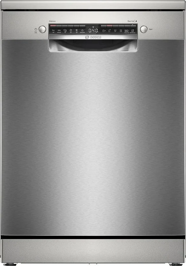 Машина посудомоечная отдельностоящая 60 см Bosch SMS4HVI00E (Serie4 / 14 комплектов / 3 полки / Расход воды - 9 л / HomeConnect / AntiFinger Silver)-0
