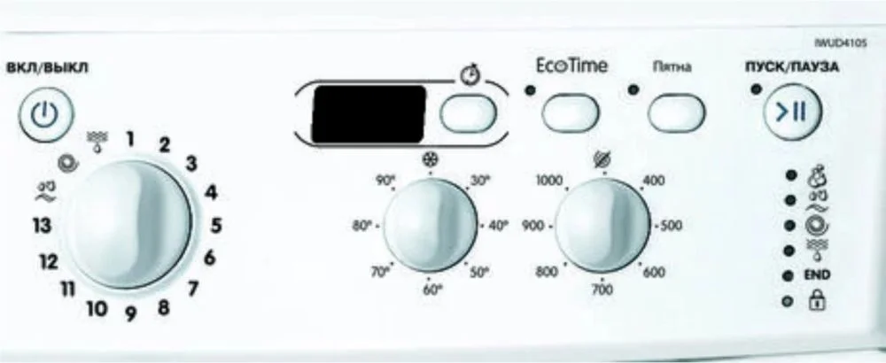 Стиральная машина Indesit IWUD 4105 (CIS) (32,3 см / 4кг / 1000об / Eco Time / дисплей / A)-2