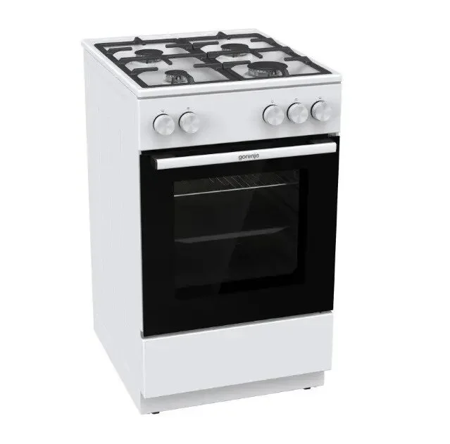 Плита газовая Gorenje GG5A10WFFM (G400 / Белая / духовка - 70 л / 4 газовые конфорки / чугун. решетки / газ-контроль)-0
