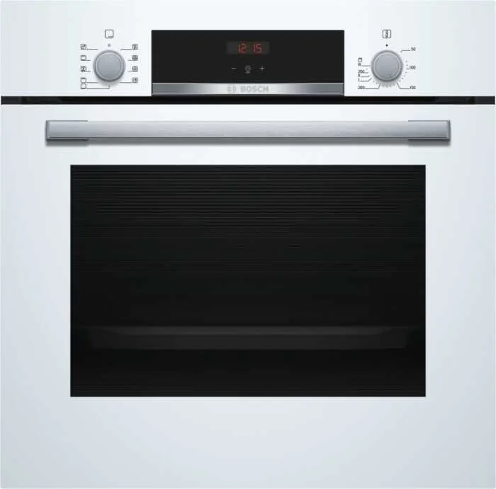 Духовой шкаф Bosch HBA534BW0 (Serie4 / 71 л / до 275 °C / Белое стекло / Гриль / съемные направляющие / EcoClean (задняя стенка) / A)-0