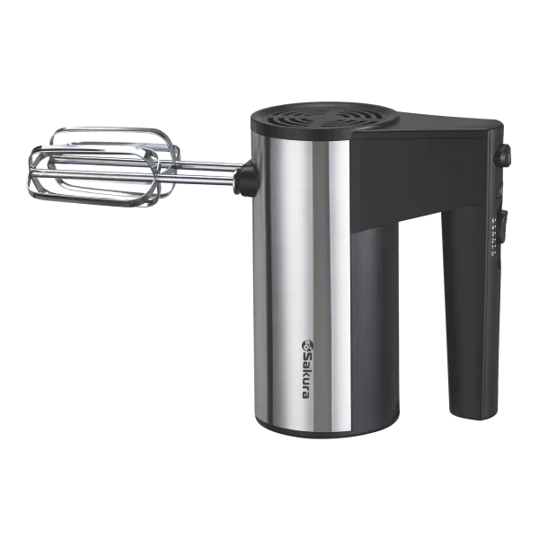 Миксер Sakura SA-6323SBK (600 Вт/ ручной/ скоростей 5/ корпус нерж. сталь/ насадок 4 шт/ турборежим/ черный)-0