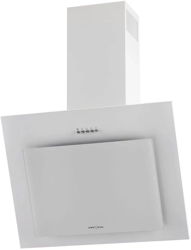Вытяжка наклонная KRONA FREYA 600 white PB (633 м³/ч / 110 Вт / галогенная лампа 2x28 Вт / ширина - 59.7 см / белый металл/стекло)-0
