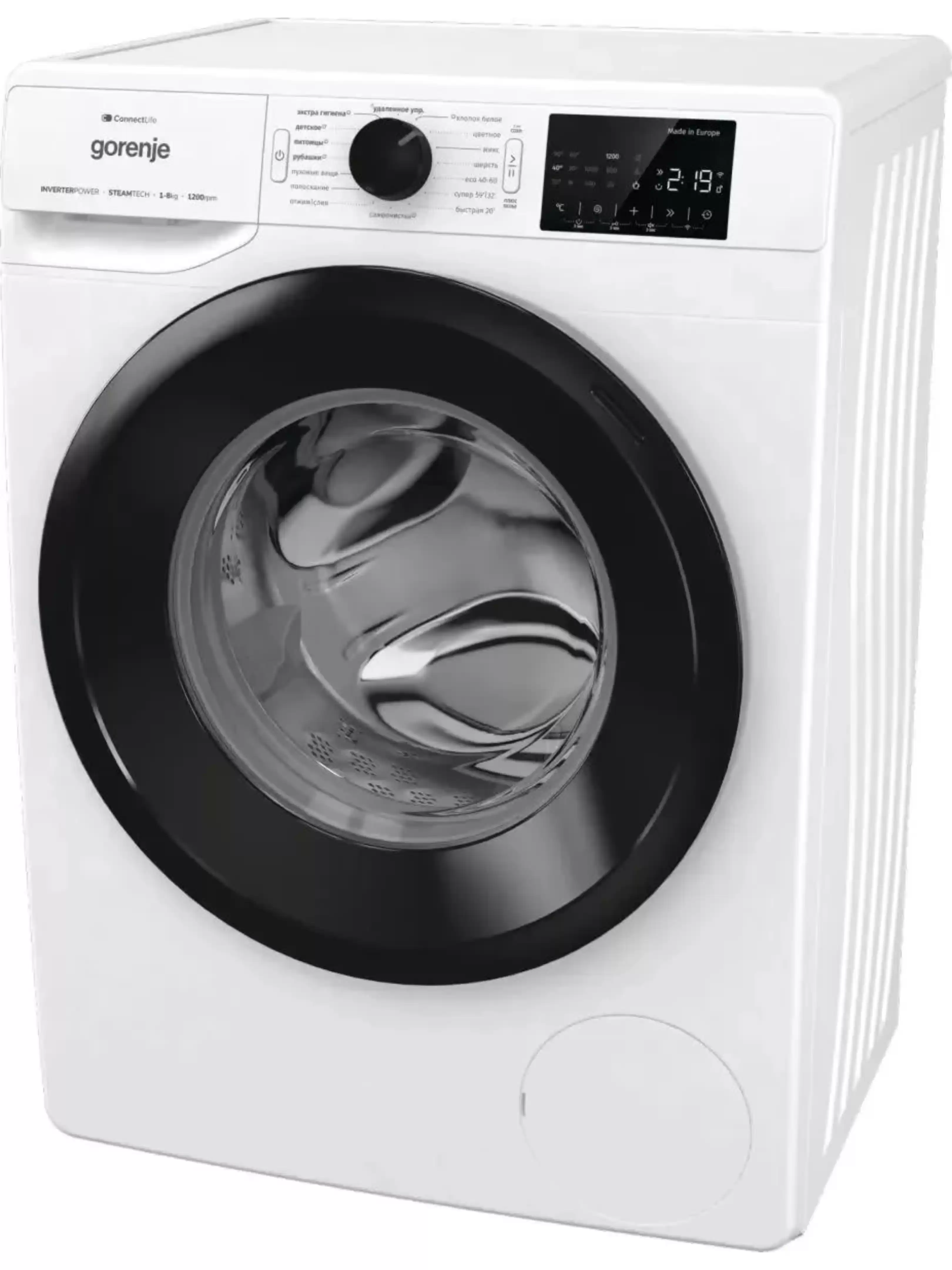 Стиральная машина Gorenje WPNEI82SBSWIFI/C (Essential / 46,5см / 8кг / 1200об / пар / StopAddGo / SterilTub / Inverter PowerDrive / Wi-Fi / А+++)-2