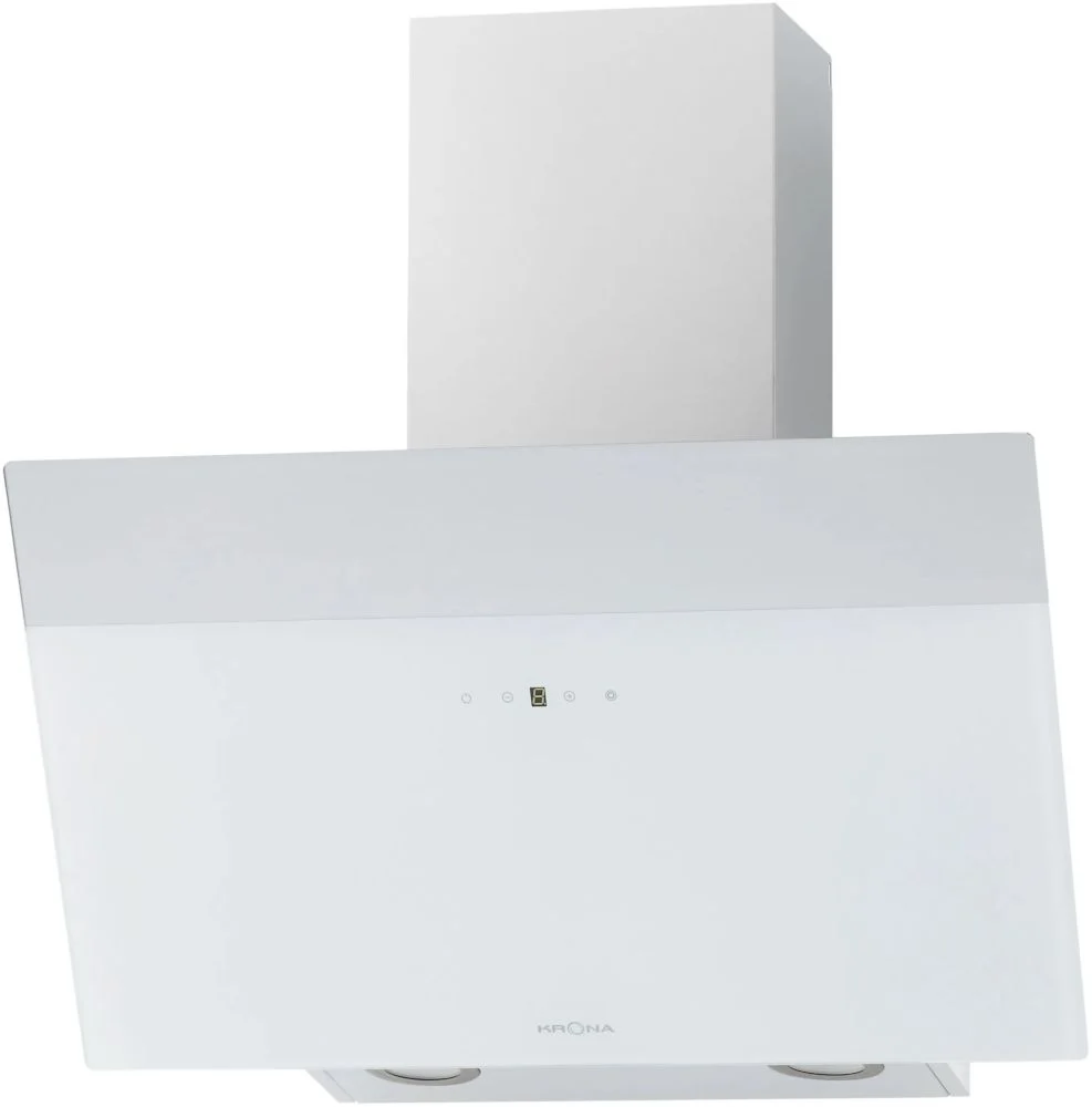 Вытяжка наклонная KRONA KRISTEN A 600 white S (1050 м³/ч / 210 Вт / LED освещение 2x1 Вт / ширина - 59.5 см / белый + нерж. сталь)-0