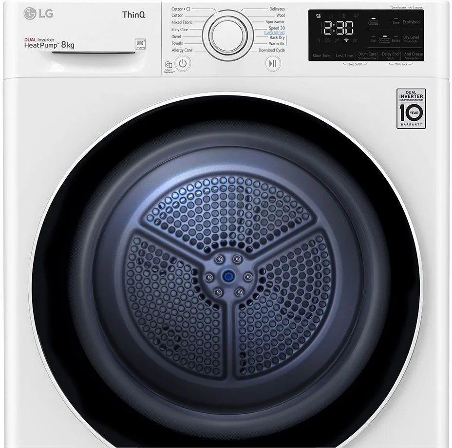 Сушильная машина с тепловым насосом LG RH80V3AV6N (69см / 8кг / Конденсационная / Allergy Care / Eco Hybrid™ / DUAL Inverter Heat Pump™/ThinQ™/Wi-Fi)-4