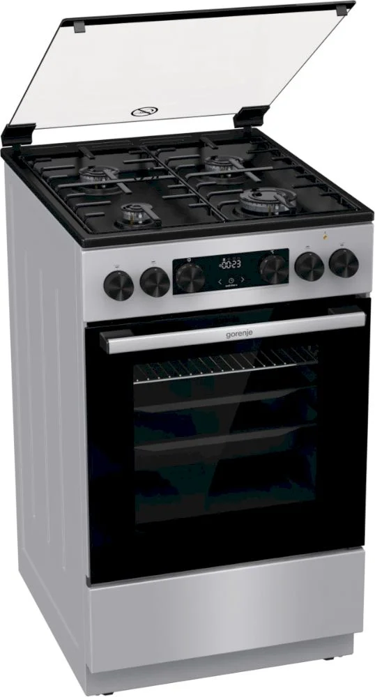 Плита комбинированная Gorenje GK5C61SH (Advanced / Серая / духовка - 62 л / 4 газовые конфорки / эмал. решетки / стеклянная крышка)-0