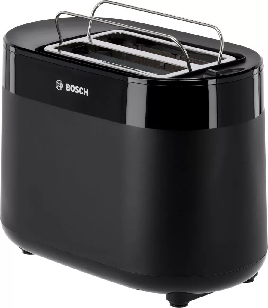 Тостер Bosch TAT2M123 (950 Вт/ тостов - 2/ подогрев, размораживание, решетка для подогрева булочек, поддон для крошек/ чёрный)-0