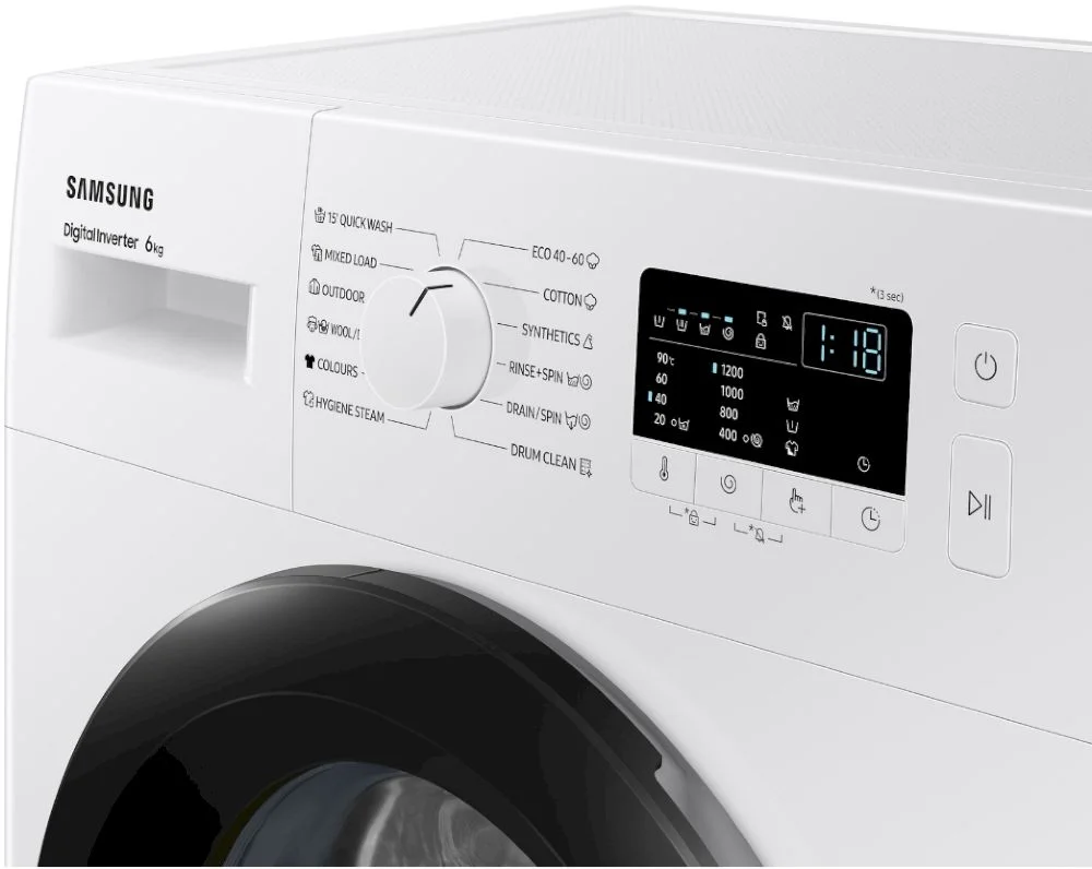 Стиральная машина Samsung WW60A3120BE/LE (40см / 6кг / 1200об / пар / Drum Clean / мотор - Digital Inverter)-5