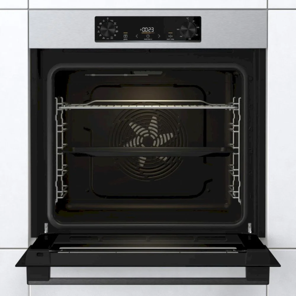 Духовой шкаф Gorenje BOB6737E01X (Essential / 77 л / до 300 °C / Нерж.+ чёрное стекло / AquaClean / PerfectGrill / съемные направляющие / А / IconLED)-2