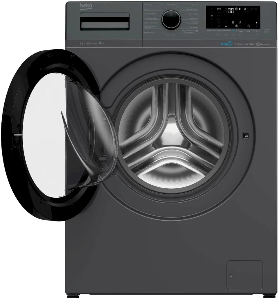 Стиральная машина Beko WSPE6H616A (40-44см / 6,5кг / 1200об / пар SteamCure / HomeWhiz®(Bluetooth) / Инверторный мотор ProSmart™ / Серебристый / A+++)-2