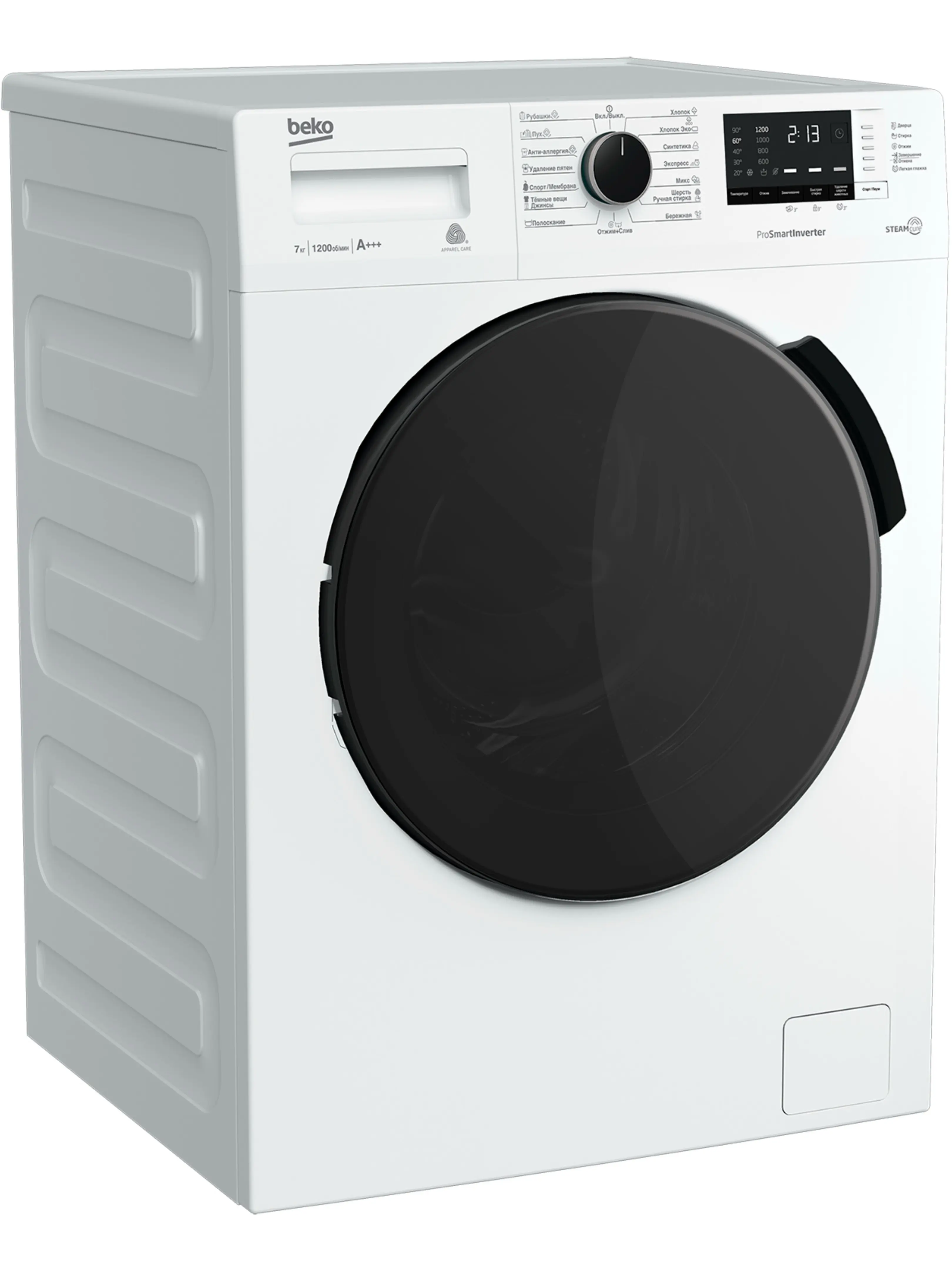 Стиральная машина Beko RSPE78612W (45-49см / 7кг / 1200об / пар SteamCure™ / OptiSense® / Инверторный мотор ProSmart™ / A+++)-1