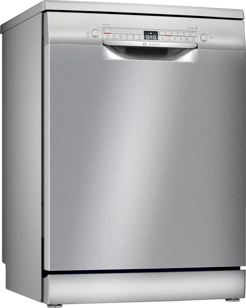 Машина посудомоечная отдельностоящая 60 см Bosch SMS4HTI45E (Serie4 / 12 комплектов / 2 полки / расход воды - 10,5 л / Home connect / Silver)-0