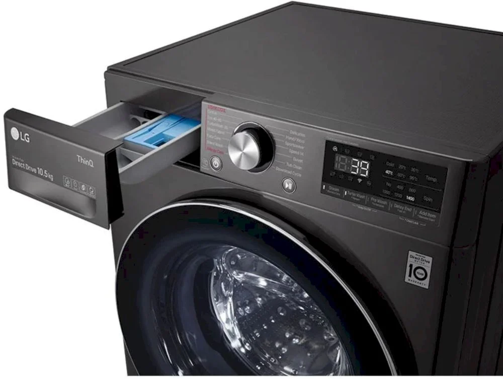 Стиральная машина LG F4WV910P2SE (56.5см / 10,5кг / 1400об / пар / добавление белья / AI DD / Steam+ / Wi-Fi / Inverter Direct Drive / A+++ / Чёрная)-5