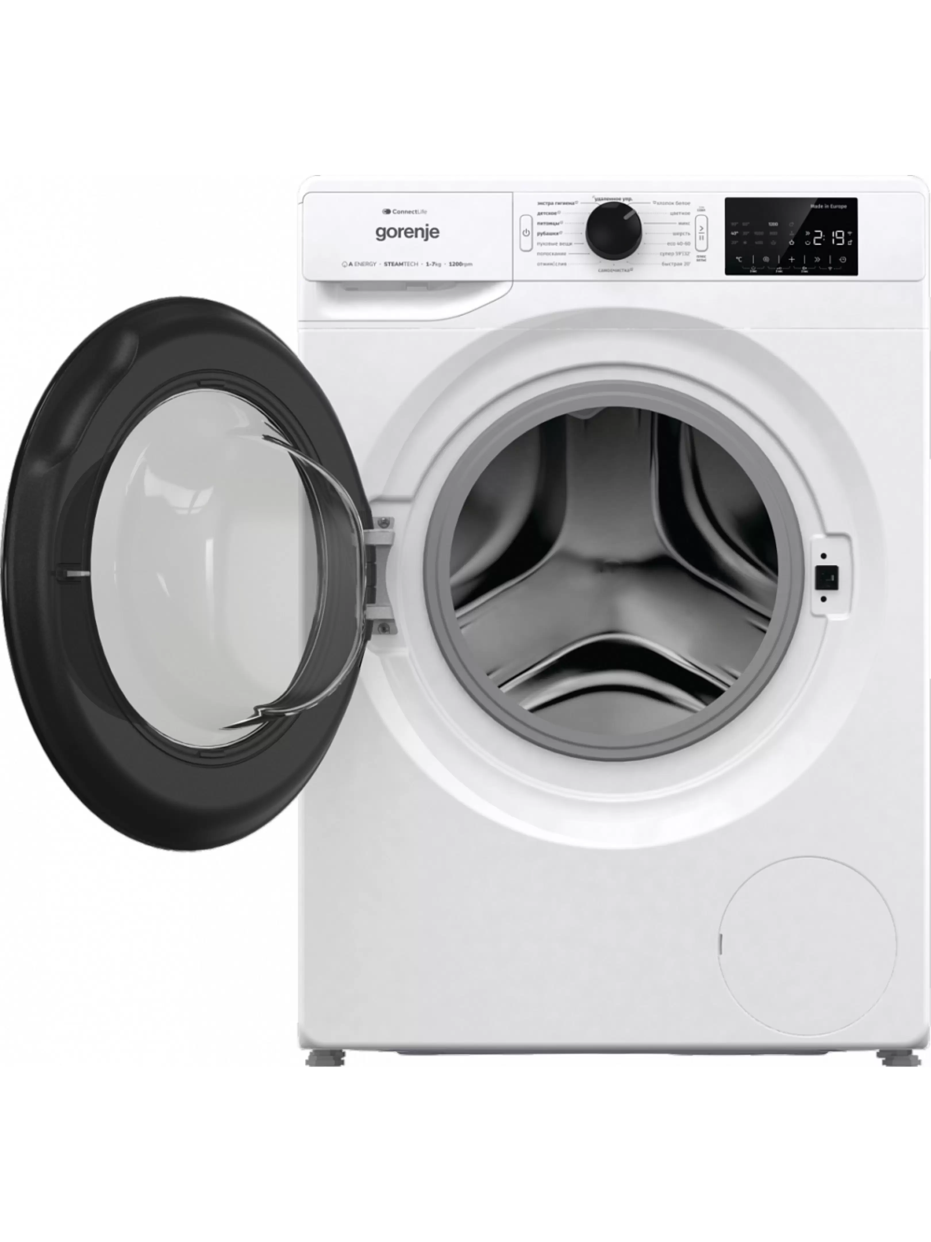 Стиральная машина Gorenje WPNEI72SA1SWIFI/C (Essential / 46,5см / 7кг / 1200об / пар / StopAddGo / SterilTub / Inverter PowerDrive / Wi-Fi / А+++)-3