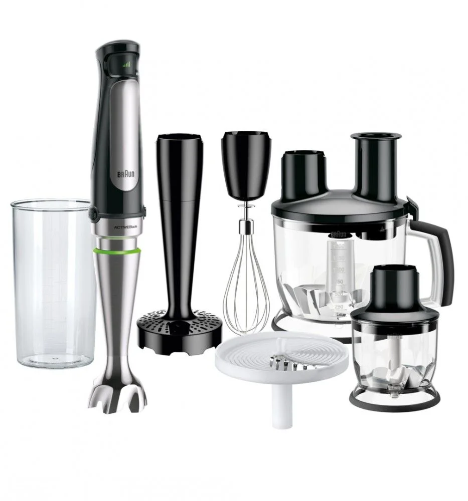 Блендер Braun Multiquick 7 MQ7087X (850 Вт/ скоростей 10/ турборежим/ венчик, измельчитель, комбайн, пюре, стакан)-0